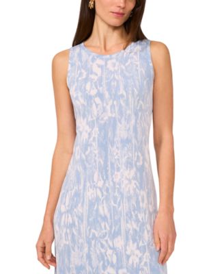 Women's Abstract-Print Sleeveless Keyhole-Back Crewneck Maxi Dress