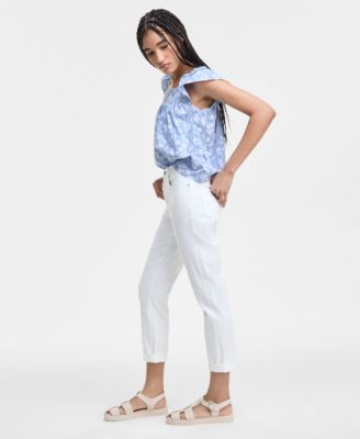 Women's Rolled-Cuff Keeper Boyfriend Cropped Jeans