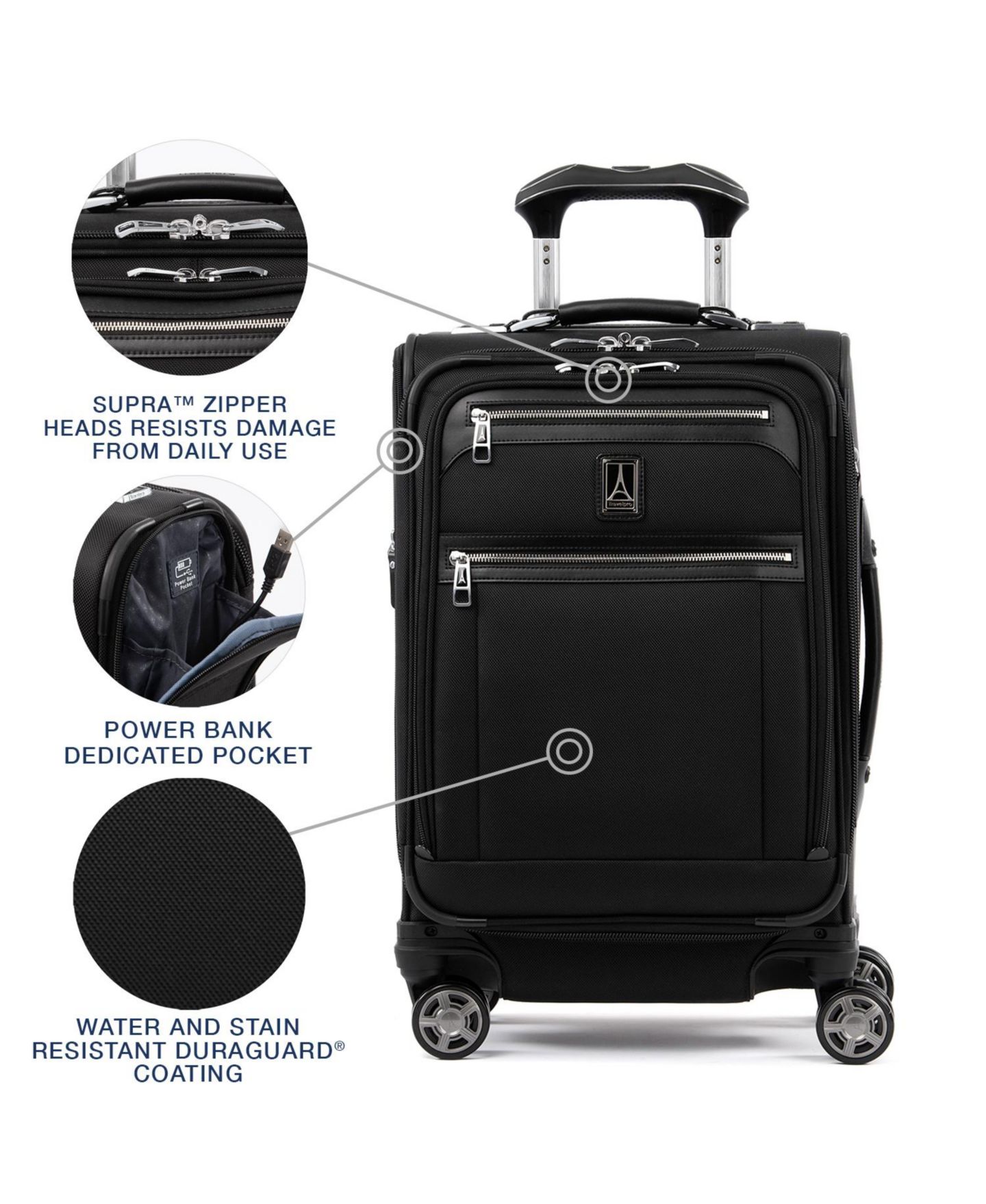 Чемодан Travelpro Platinum Elite Business Plus 20" Carry-on Spinner, цвет: Теневой чёрный — фото 15