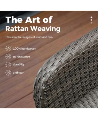 4 Pieces Patio Fruniture Set,Outdoor Wicker Sofa with Outdoor Wicker Sofa with Chairs,Coffee Table,High Back Loveseat with Thickened Cushion