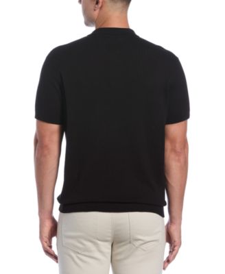 Men's Textured Knit Short-Sleeve Johnny Collar Polo Shirt