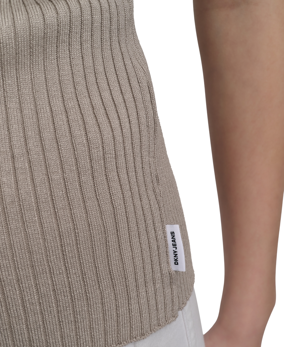 DKNY JEANS WOMENS RIBBED V-NECK POLO SWEATER 