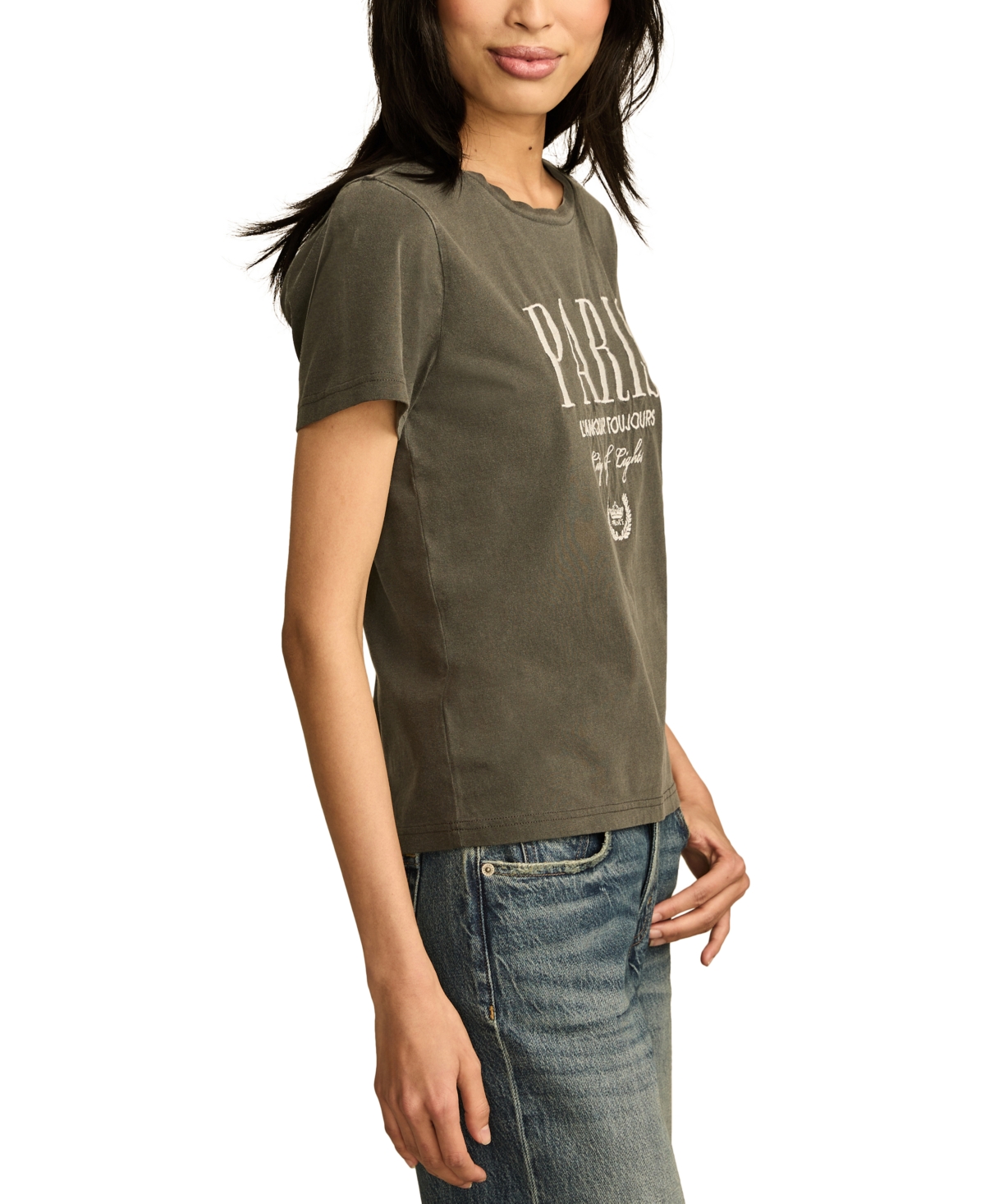 Shop Lucky Brand Women's Paris City Of Lights T-shirt In Dark Shadow