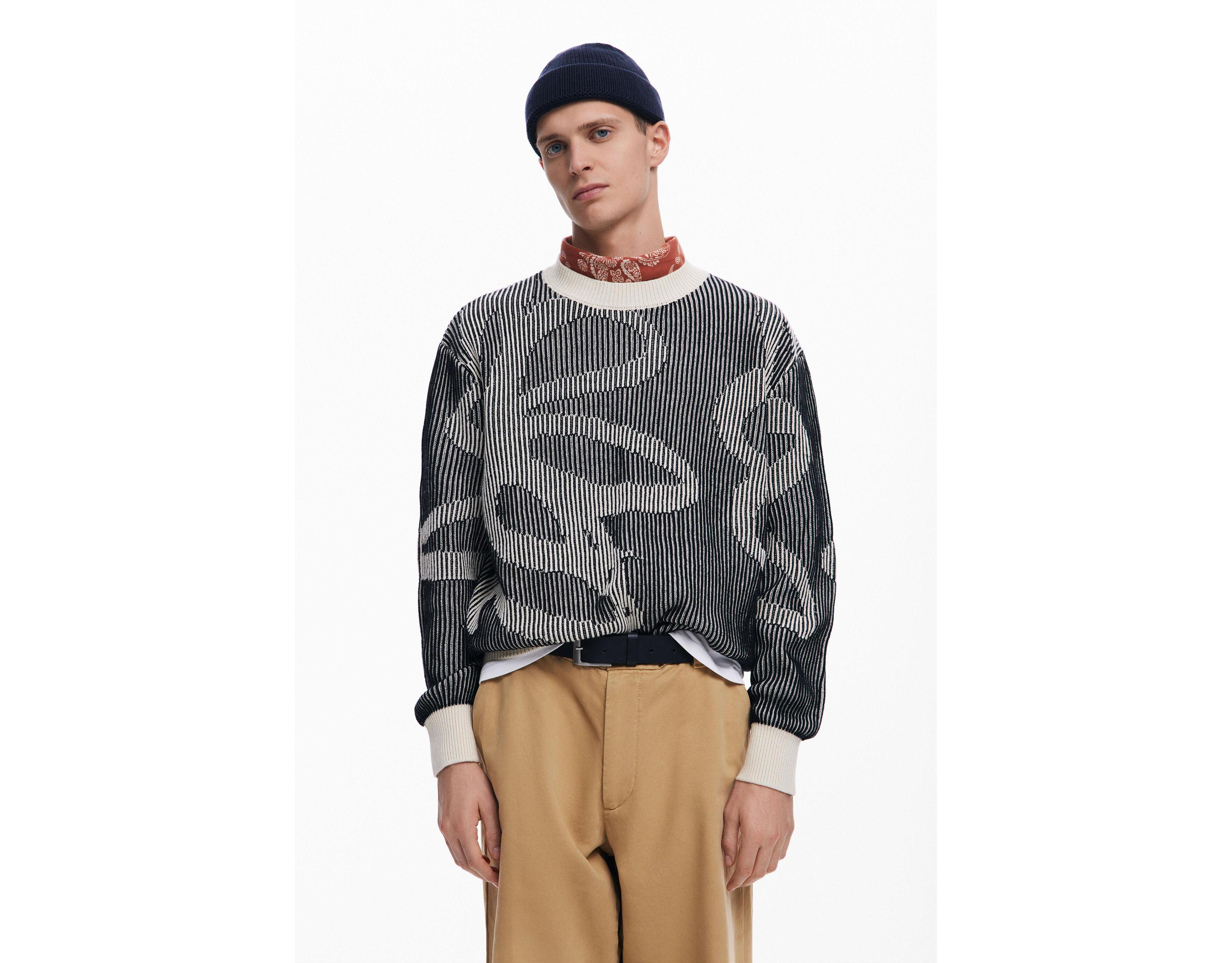 Desigual Men's Floral Jacquard Sweater