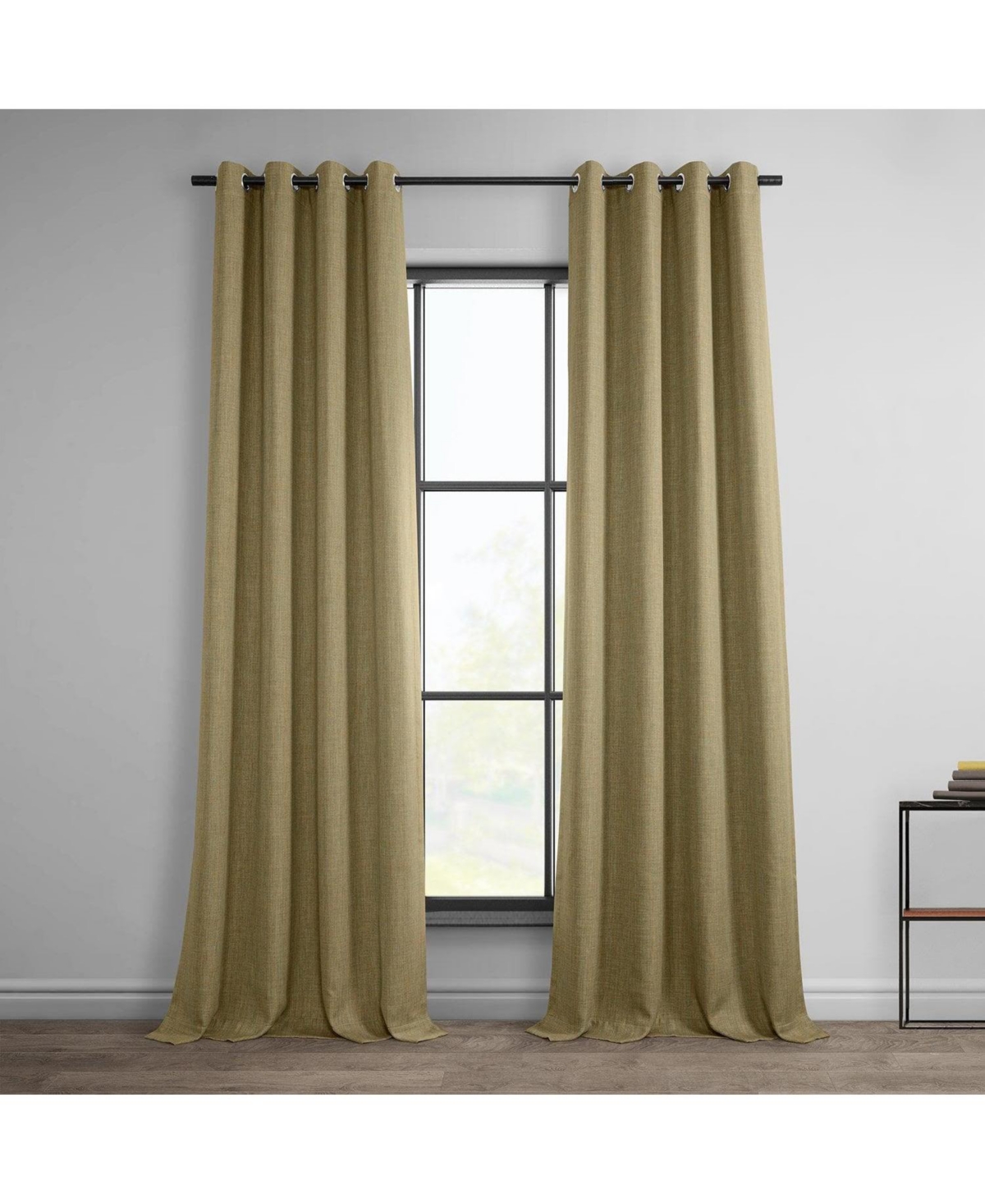 Half Price Drapes Nomad Tan Grommet Textured Faux Linen Room Darkening Curtain In Beige,tan