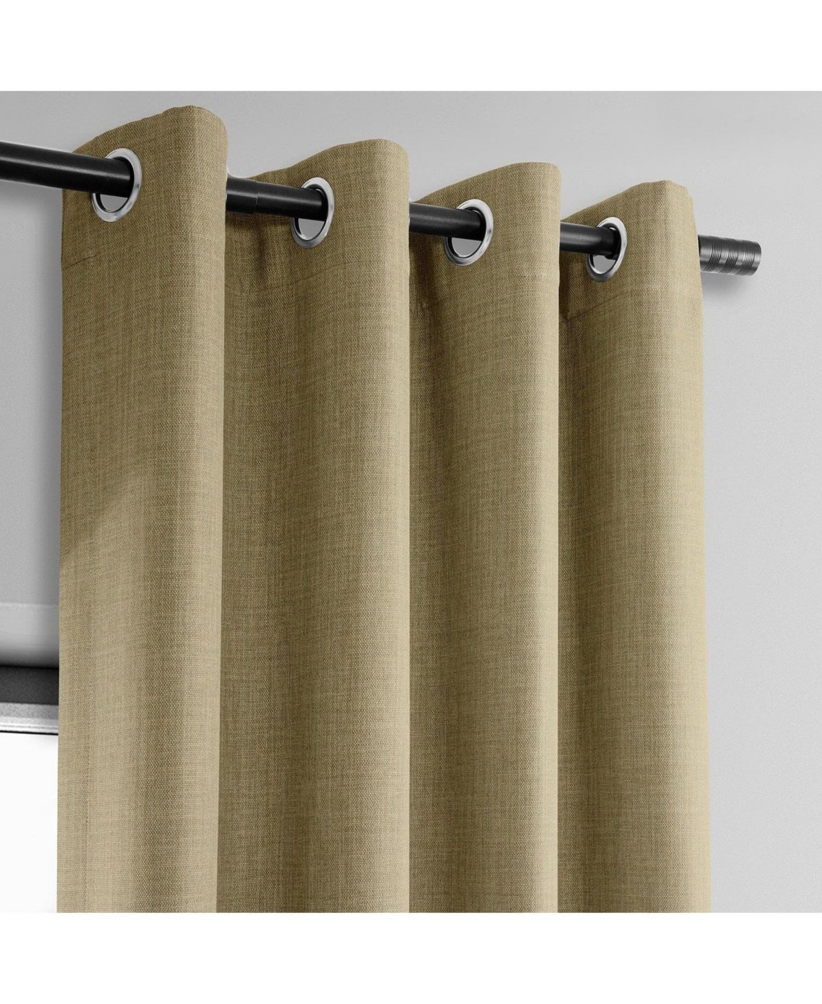 Half Price Drapes Nomad Tan Grommet Textured Faux Linen Room Darkening Curtain In Beige,tan