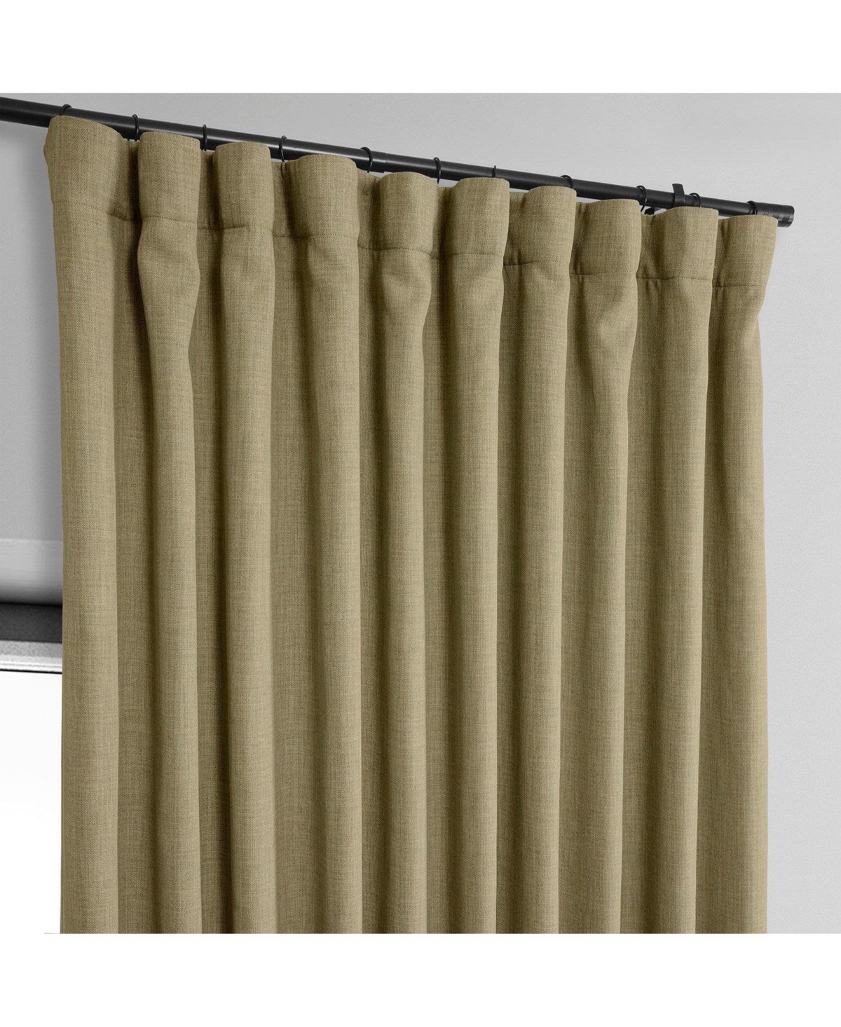 Half Price Drapes Nomad Tan Extra Wide Textured Faux Linen Room Darkening Curtain In Beige,tan