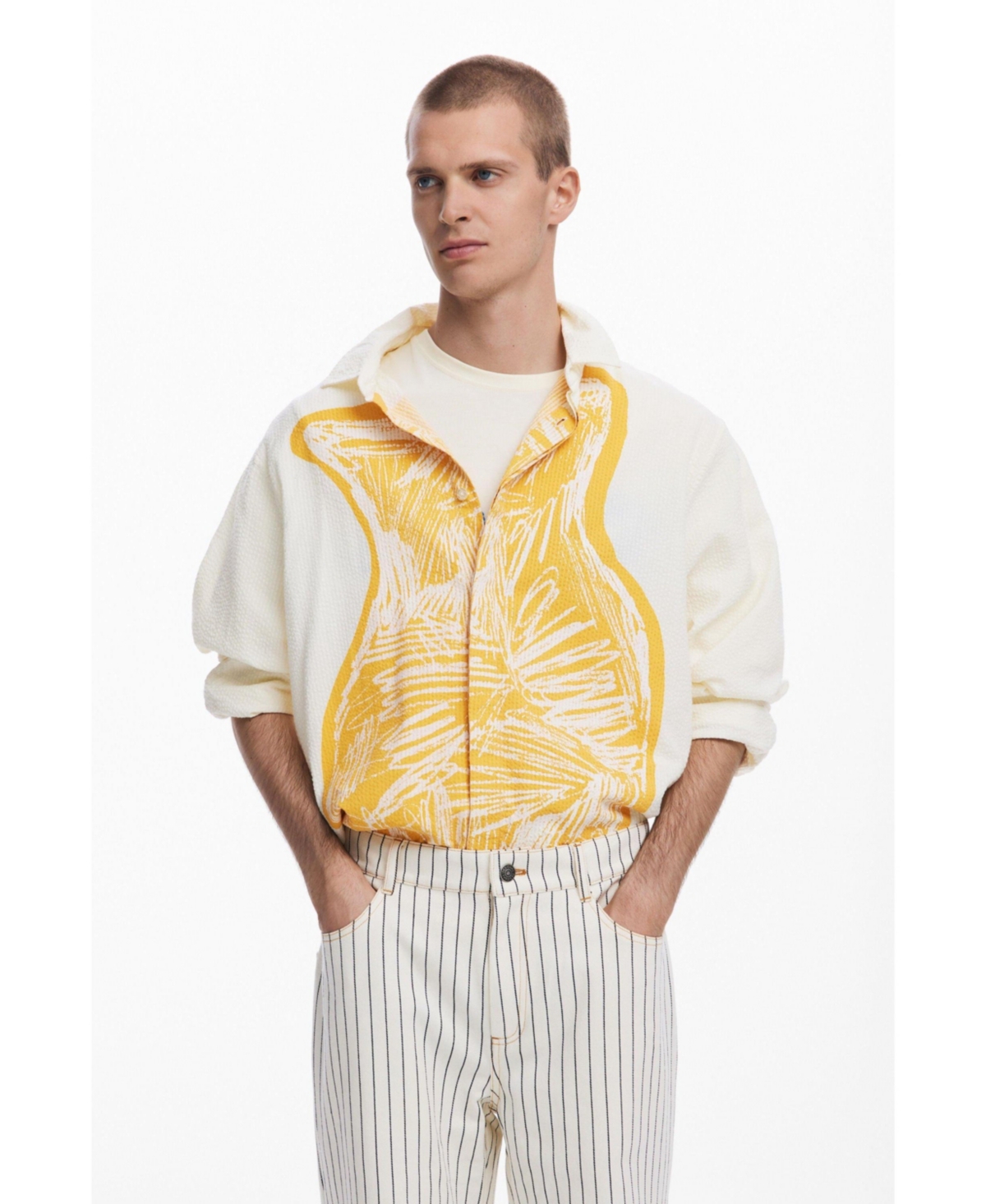 Men's Front vase shirt - Beige