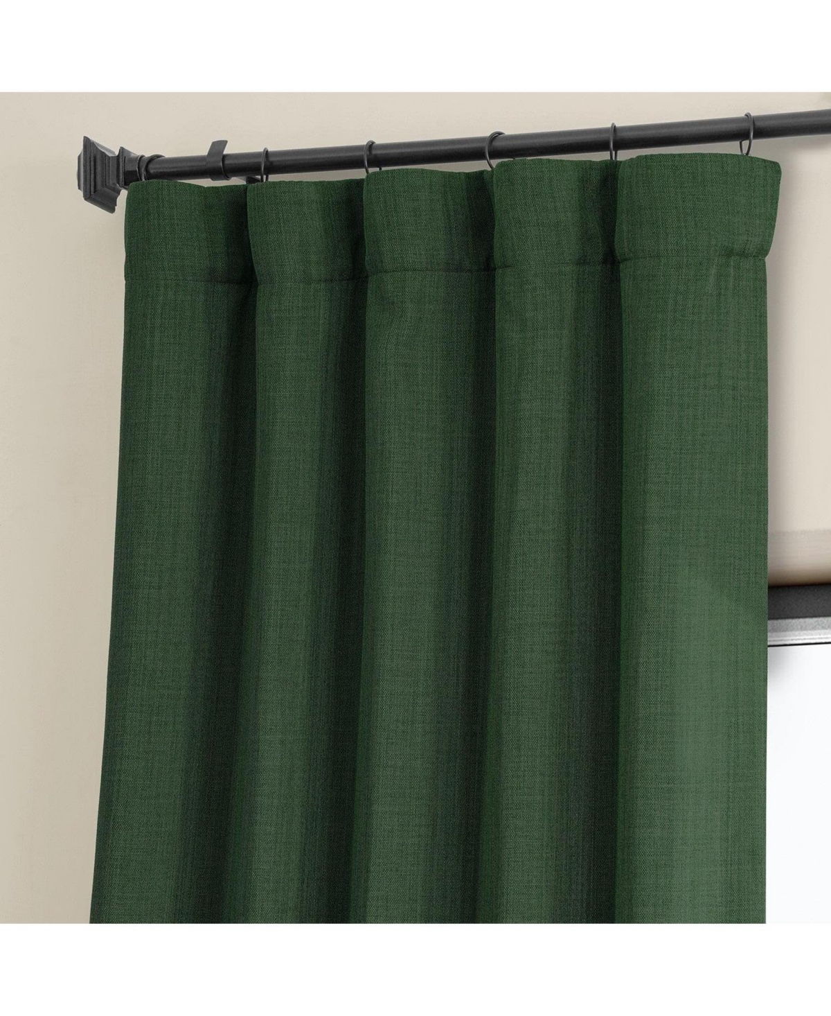 Half Price Drapes Key Green Textured Faux Linen Room Darkening Curtain In Green