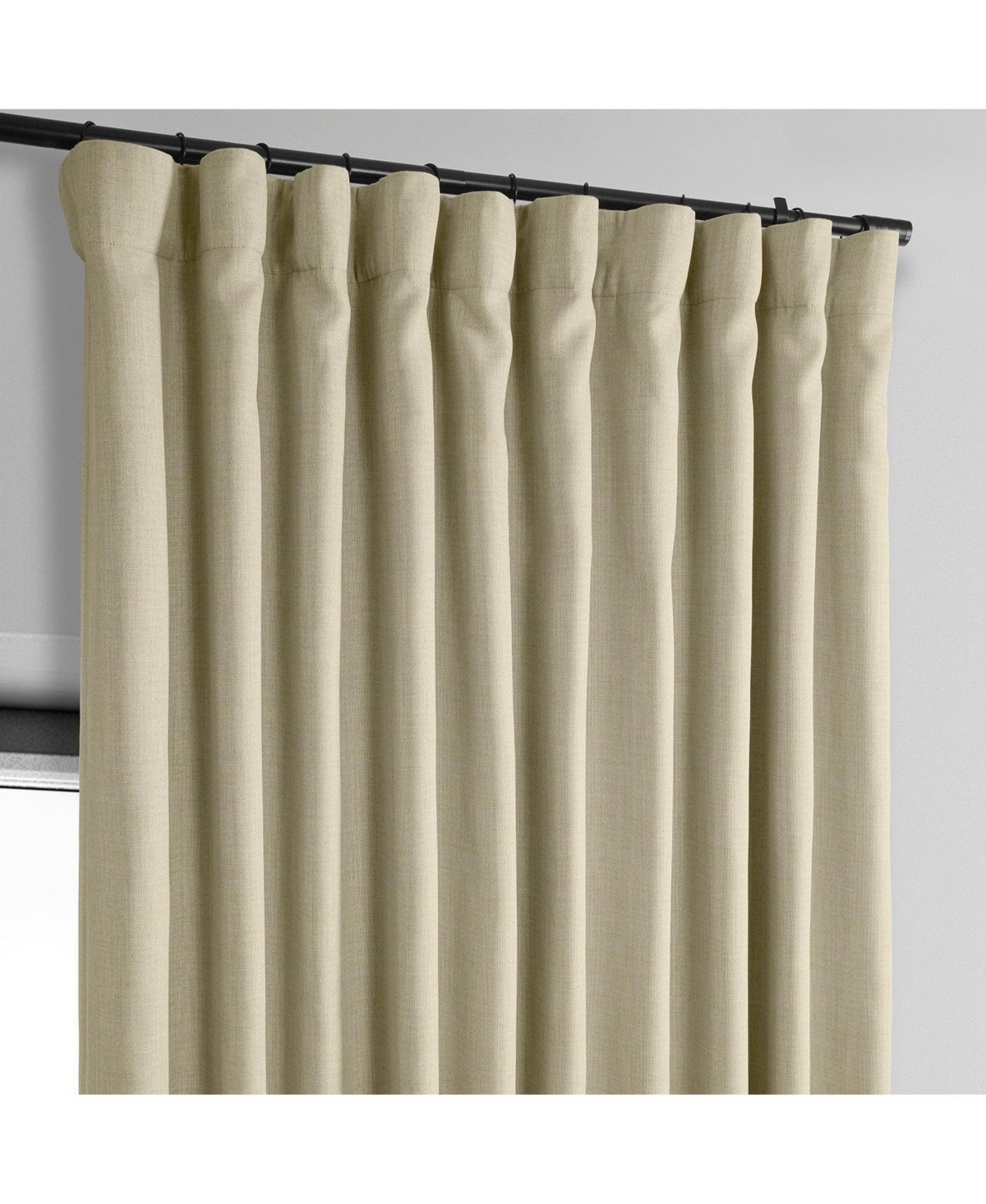 Half Price Drapes Thatched Tan Extra Wide Textured Faux Linen Room Darkening Curtain In Beige,tan