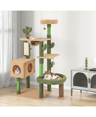 59'' Cactus Cat Tree for Indoor Cats w/ Sisal Scratching Posts & Board Condo
