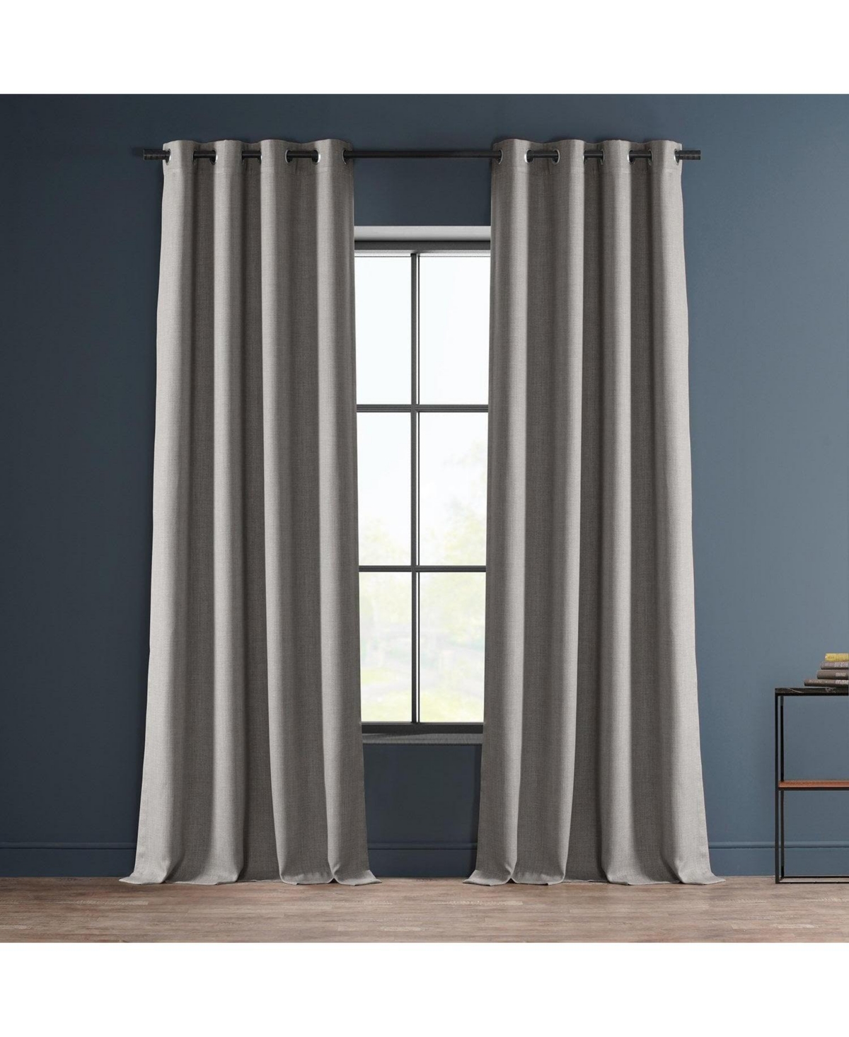 Half Price Drapes Grommet Textured Faux Linen Room Darkening Curtain In Multi