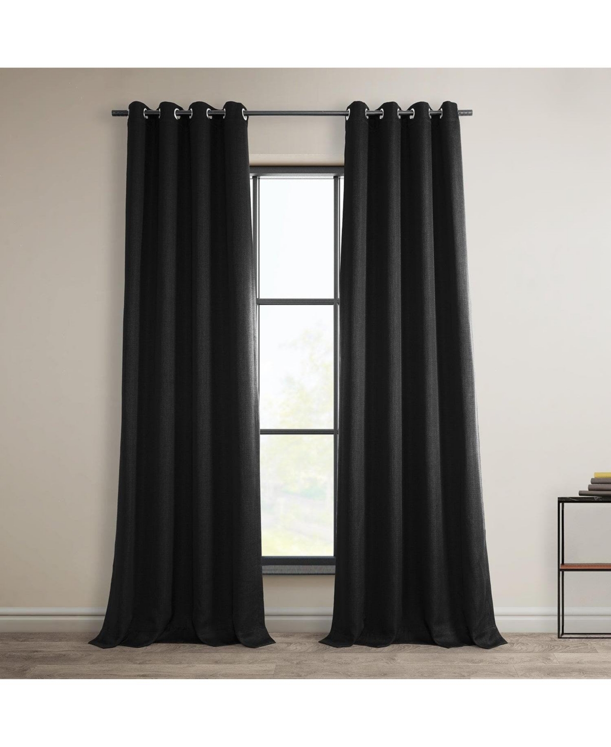 Half Price Drapes Grommet Textured Faux Linen Room Darkening Curtain