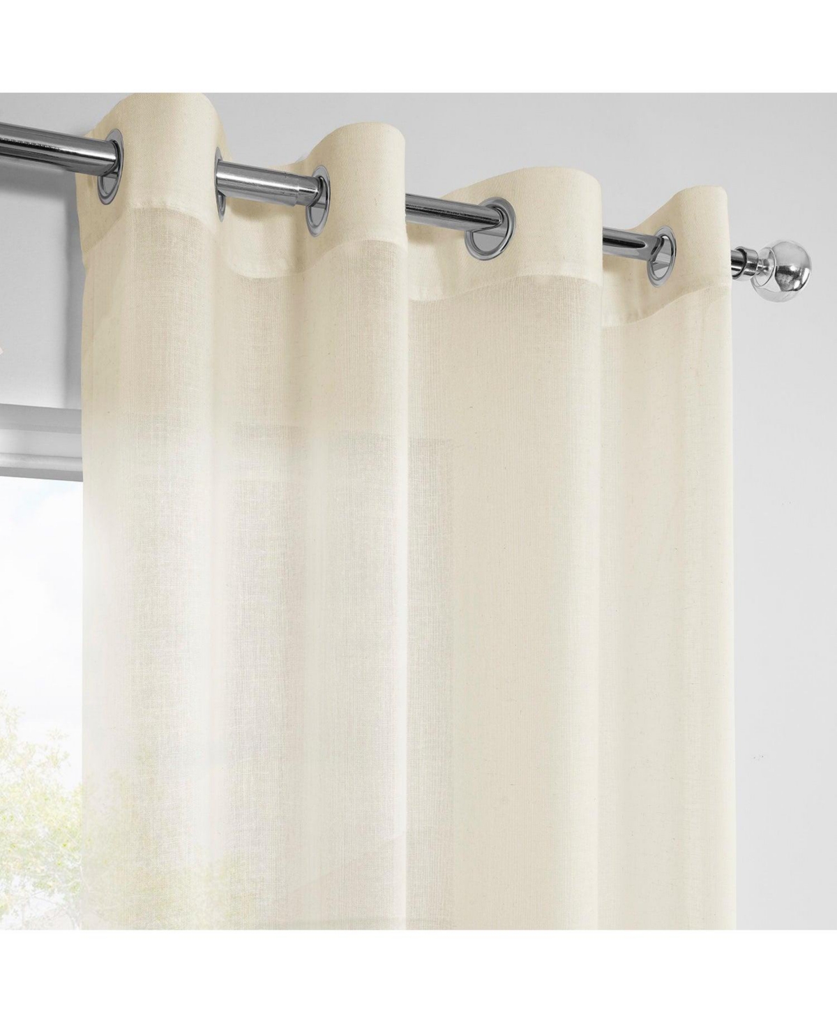 Half Price Drapes Gardenia Grommet Textured Faux Linen Sheer Curtain In Cream