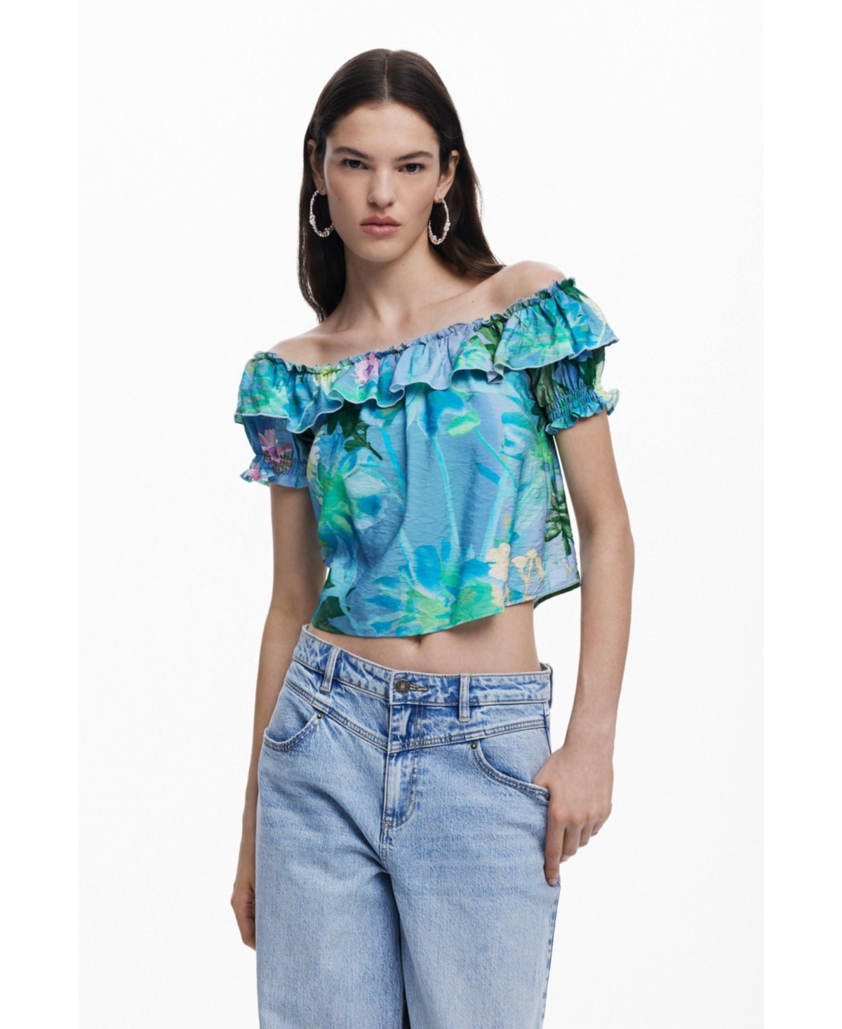 Women's Ruffle blouse - Water green