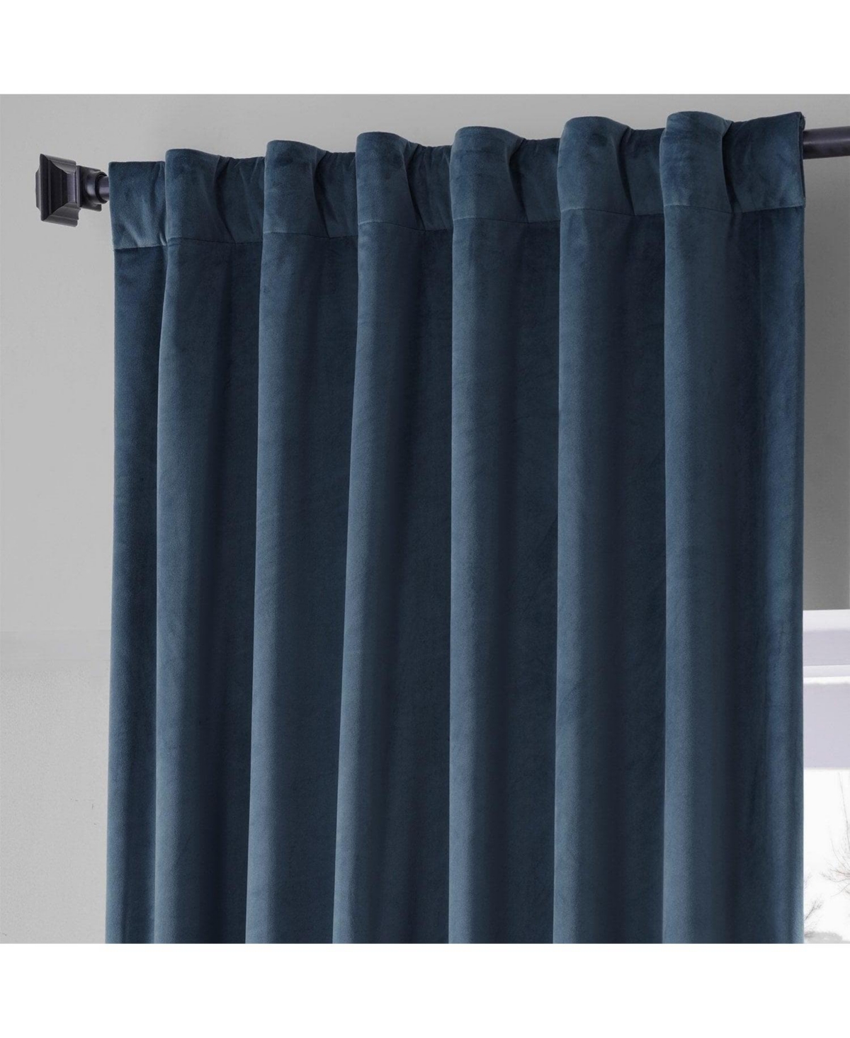 Half Price Drapes Varsity Blue Signature Plush Velvet Hotel Blackout Curtain In Blue