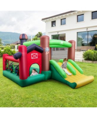 Farm Themed 6-in-1 Inflatable Castle with Trampoline and 735W Blower