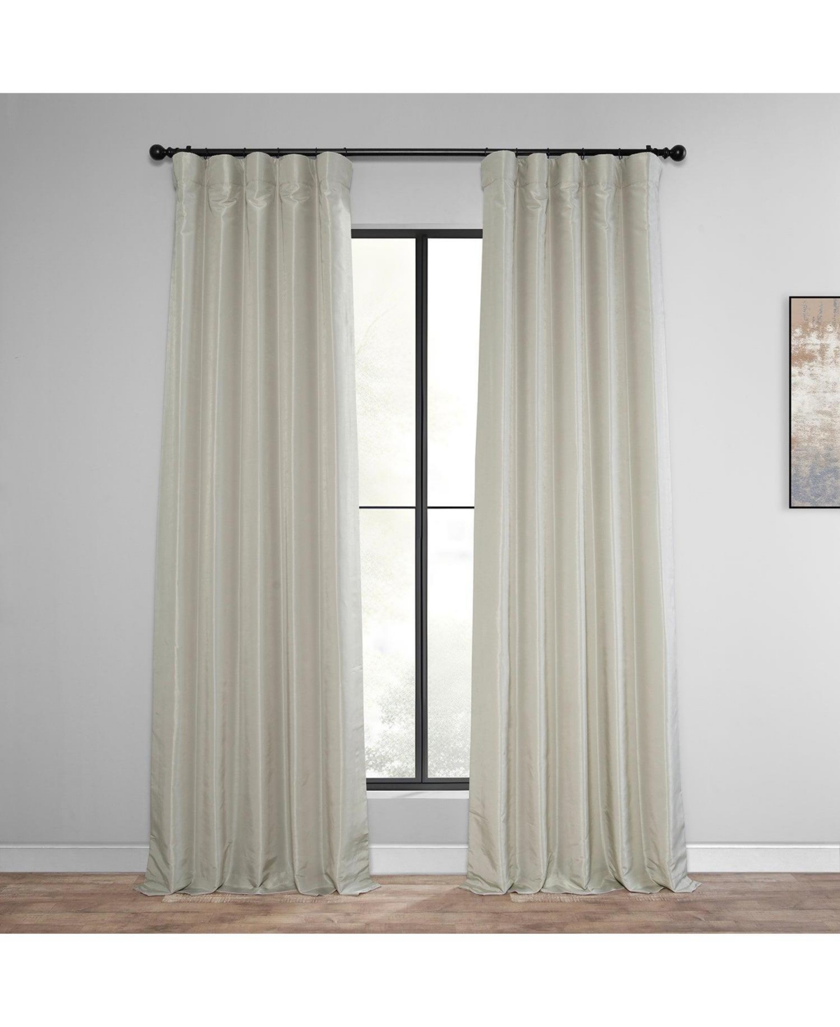 HALF PRICE DRAPES MIST GREY VINTAGE TEXTURED FAUX DUPIONI SILK BLACKOUT CURTAIN 