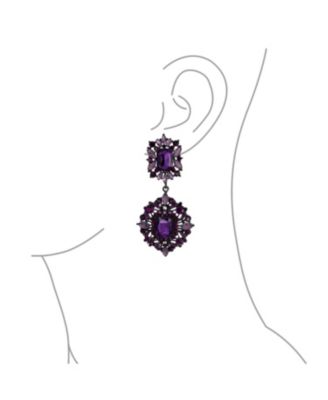 Big Crystal Art Deco Statement Chandelier Dangle Earrings Yellow Gold & Black Plated Metal