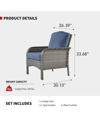 2 Pieces Patio Fruniture Set,Outdoor Wicker Chairs,Artificially Woven Rattan Chairs with Armrest Support with Thickened Comfortable Cushion