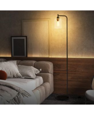 Modern Floor Lamp with Hanging Glass Shade and Foot Switch for Living Room