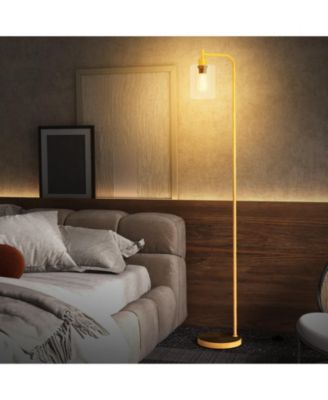 Modern Floor Lamp with Hanging Glass Shade and Foot Switch for Living Room