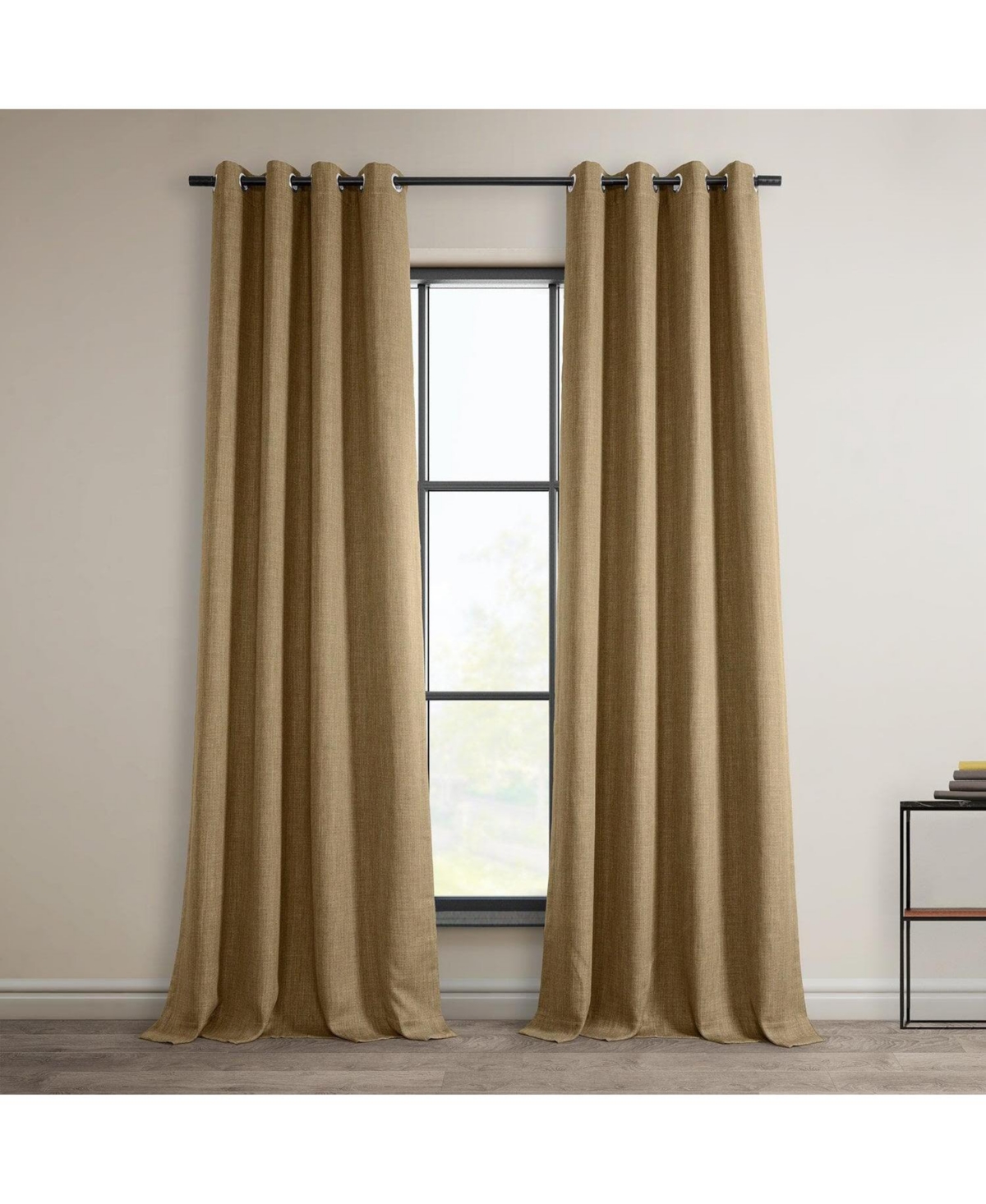 Half Price Drapes Grommet Textured Faux Linen Room Darkening Curtain In Neutral