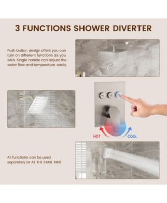 3-Function Dual Shower Head Pressure-balanced Shower System with 4 Sprays Handheld