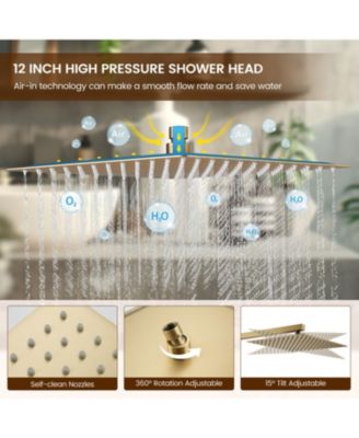3-Function Dual Shower Head Pressure-balanced Shower System with 4 Sprays Handheld
