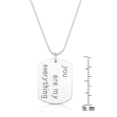 White Gold Plated Dog Tag Pendant Necklace