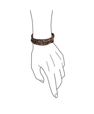 Wrap Bracelet Two Tone Multi Strand with Tiger Eye & Black Onyx Beads