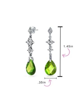 Briolette Faceted Teardrop Pear Shape Cubic Zirconia CZ Chandelier Earrings Sterling Silver