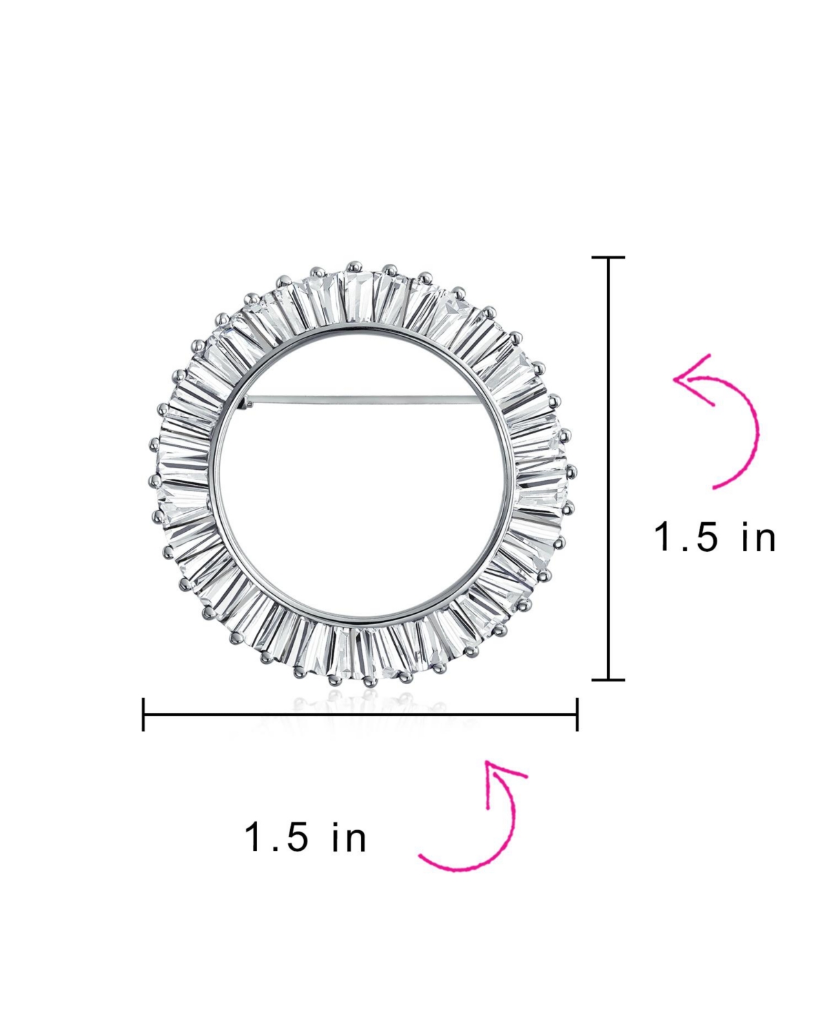 Bling Jewelry Purple Amethyst Cz Baguette Cut Eternity Circle Scarf Brooch Pin Silver Plated