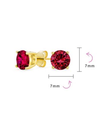 Round Cubic Zirconia CZ Solitaire Stud Earrings Plated .925 Sterling
