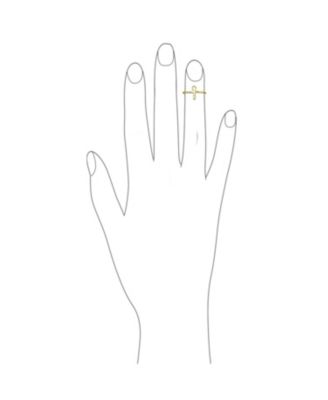 Minimalist Silver Ring with Egyptian Ankh Cross 14K Gold Plated Sterling Band