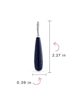 Long Linear Quartz Turquoise Onyx Lapis Lazuli Dangle Earrings Sterling Silver