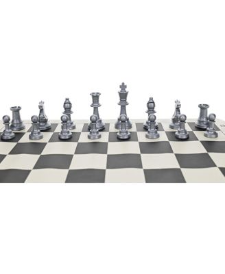 Color Bright Plastic Staunton Tournament Chess Pieces with 3.75 in. King - Half Chess Set of Chess Pieces Only, Silver