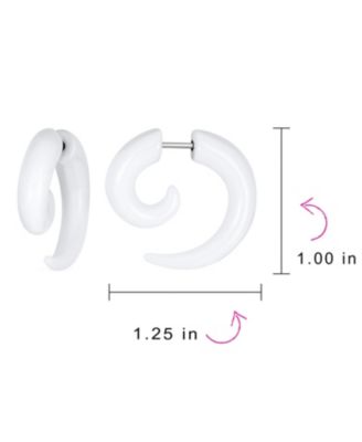 Round Swirl Spiral Tribal Fake Faux Ear Plug Taper Earrings Acrylic Resin Steel