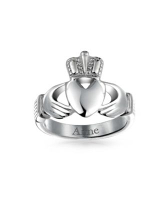 Stainless Steel Heart Band Celtic Friendship Ring Silver Gold Tone Claddagh