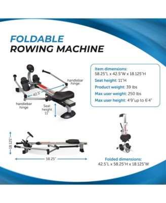 Stamina BodyTrac Glider Full Body Cardio Exercise Fitness Rower Stationary Rowing Machine with Molded Seat, Padded Hand Grips, and Workout Monitor