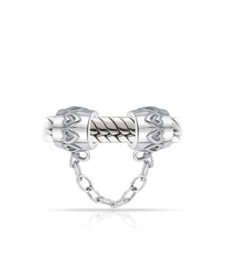 Two Tone Love Hearts Safety Chain Spacer Stopper Charm Bead Gold Plated Silver