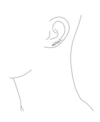 Trendy Leaf Swirl Ear Cuff Cartilage CZ Crawlers 14K Gold Plated Sterling Silver