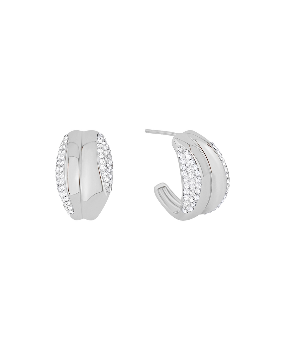 And Now This Clear Crystal Push Back C-hoop Earrings In Silver