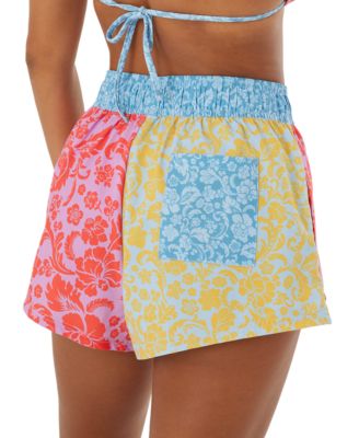 Juniors' Tapestry Patchwork No Bad Waves Board Shorts