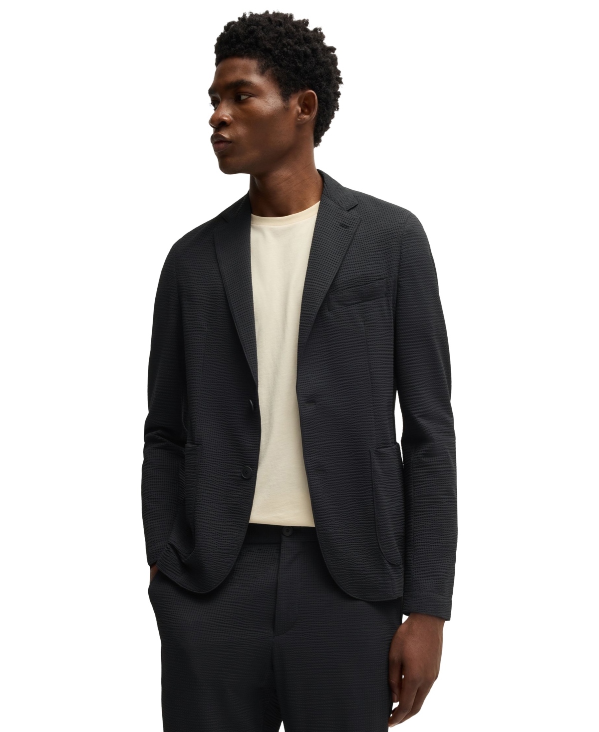 HUGO BOSS BOSS BY HUGO BOSS MEN'S STRETCH SEERSUCKER BLAZER 