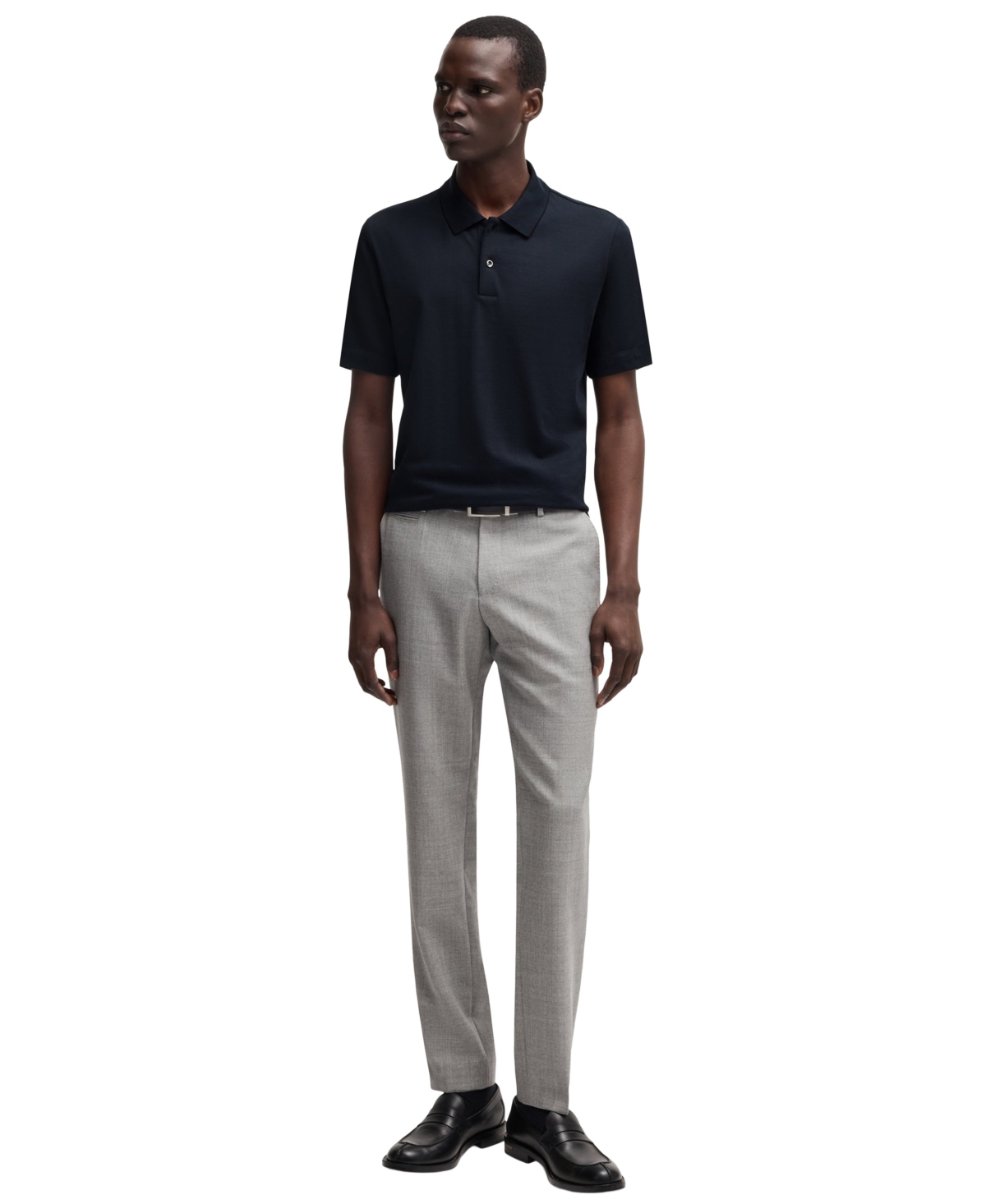 Hugo Boss Boss By  Men's Cotton-silk Blend Relaxed-fit Polo Shirt In Dark Blue