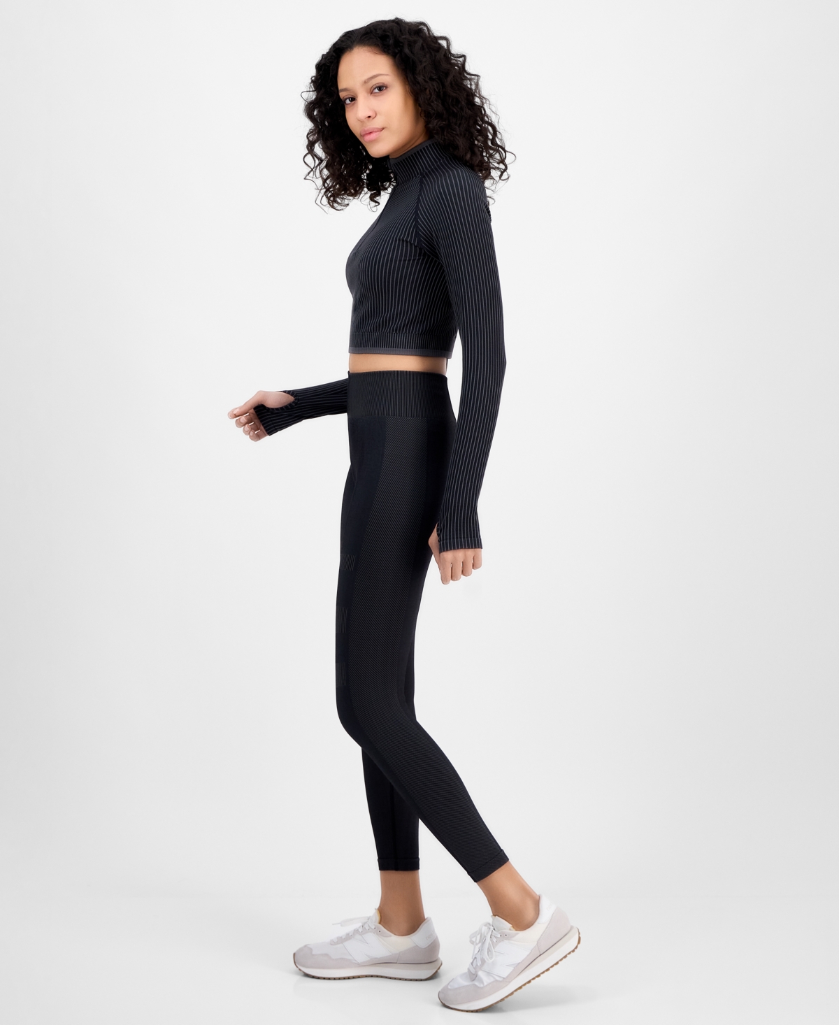 Id Ideology Women's Seamless High-rise Leggings, Exclusively At Macy's In Deep Black