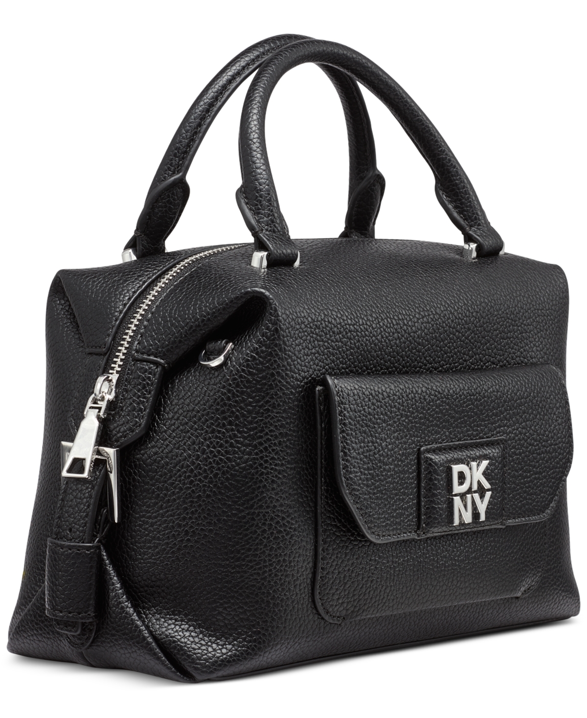 Dkny Robin Satchel In Black,silver