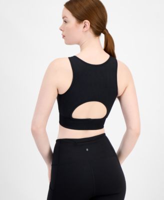 Women's High-Neck Cutout-Back Sports Bra, Exclusively at Macy's