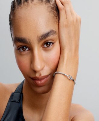 Sterling Silver Studded Clasp Chain Bracelet